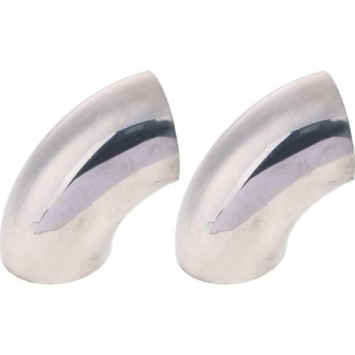 Car Auto 201 Stainless Steel 90Degree Bend 76mm Elbow Exhaust Pipe 2.5in 2pcs