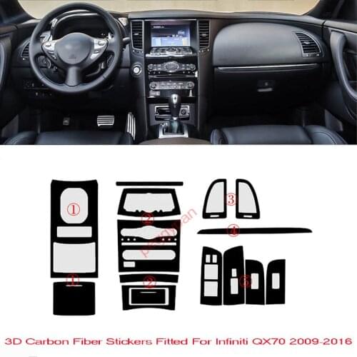 Car-Styling New 3D Carbon Fiber Car Interior Center Console Color Change Molding Sticker Decals For Infiniti QX70