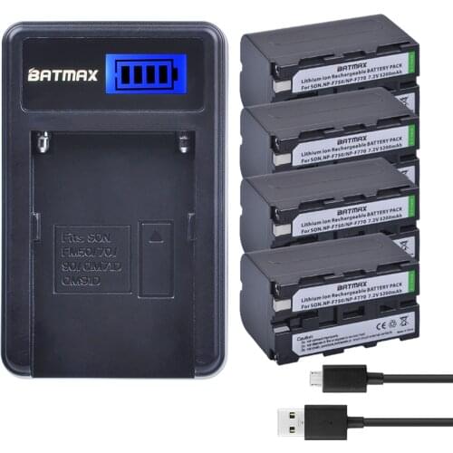 Batmax 4Pcs 5200mAh NP-F770 NP-F750 NP F770 NPF770 Battery+LCD USB Charger for Sony CCD-SC5 CCD-SC55 CCD-RV100 DCR-TRU47E