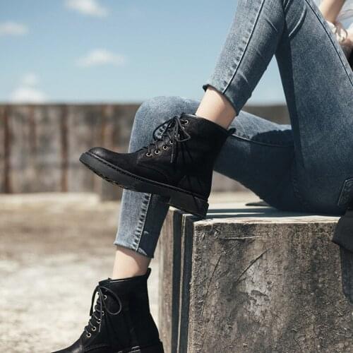Equestrian Boots Shoes Women Retro Martin Boots Fashion Brand 2019 Autumn New Ladies Ankle Boots Cross-tied Female botas mujer