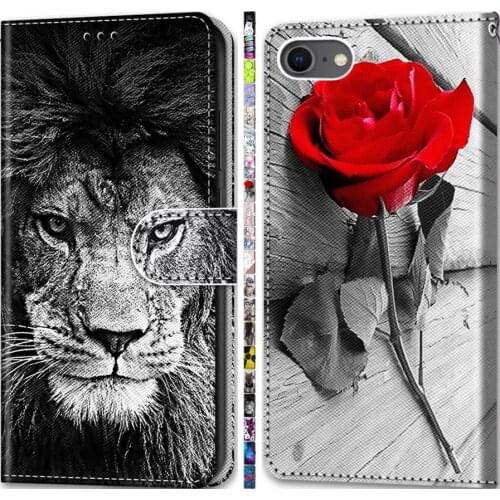 For Etui Huawei Y5P Y6P Y7P Y7A Y9A Y5 2017 Y6 2018 Y7 2019 Girls Lovely Phone Case Back Cover Cat Tiger Lion Flower Wallet D08F
