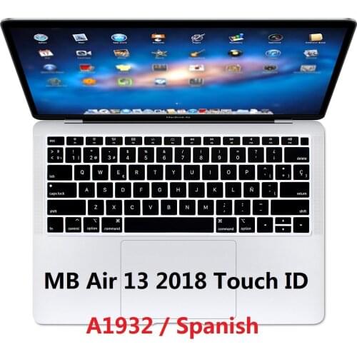 Spanish Cover for Macbook new Air 13 2018 Touch ID A1932 EU US Spanish Keyboard Cover for Macbook air 13 2018 Protective Skin