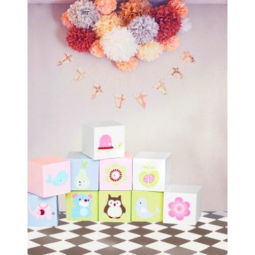 Flowers Animal Cube for Children Photography Backdrops Photo Props Studio Background 5x7ft