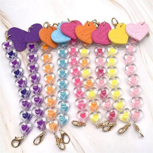 Colorful Love Chain Mobile Phone Case Charm Acrylic Drop Pendant Anti-lost Strap Bracelet Diy Key Chain Jewelry Accessories