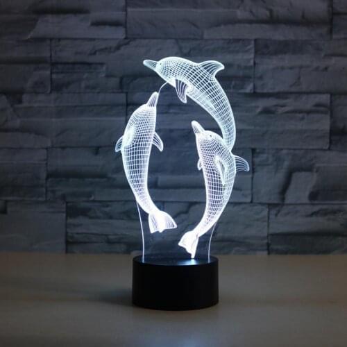 Creative Night-lamp Remote Control Sleep-lantern 3W 3D Dolphin Bulb Usb LED Colorful Bedside Lamps Kids Decor Table-lights
