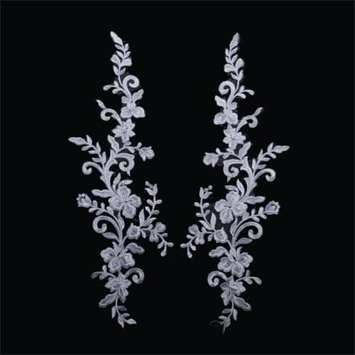 1pair White Iovry New Wedding Dress Flower Dress Lace Applique Accessories Handmade Veil diy Jewelry Accessories 45X14cm BD0688