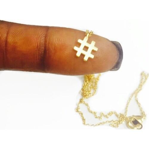 Cute Small Symbol # Pound Comment Number Sign Letter Initial Alphabet Hashtag Typography Hash Key Mark Pendant Chain Necklaces