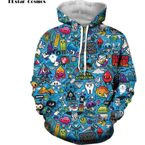 PLstar Cosmos Fashion Men hoodies villain characters cartoon Collage 3d Print Unisex Hoodie Casual Streetwear Tracksuit KT-999