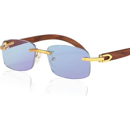 Woodenleg leg Rimless Glasses Frame Men Optical Rim Eyeglasses frames women Anti-Blue-Light lens Prescription Myopia spectacles