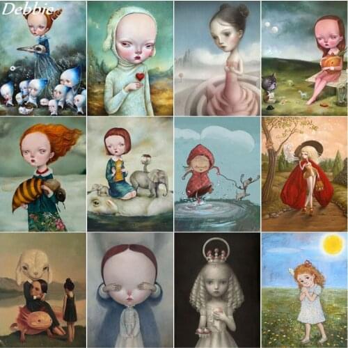 DIY Diamond Painting Cartoon Little Mysterious Girl Cross Stitch Kit Full Drill Embroidery Mosaic Rhinestones Decoration