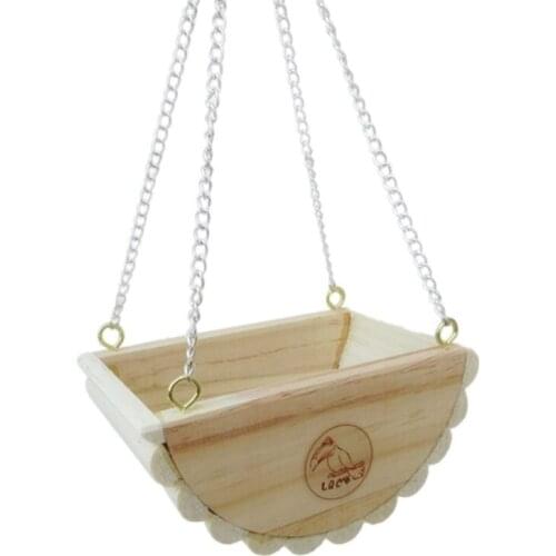Natural Wood Swing Rest Bed Basket House Toy for Hamster Gerbil Rat Mouse Cage Mice Small Animal Perch Stand Toy