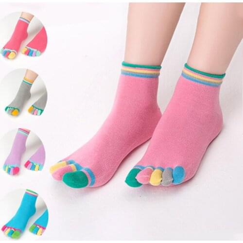 6 Pairs/Lot Colorful 5 Toes Socks for Women Cotton Five-finger Low Tube Casual Happy Good Mood Socks Short Girls Student Socken