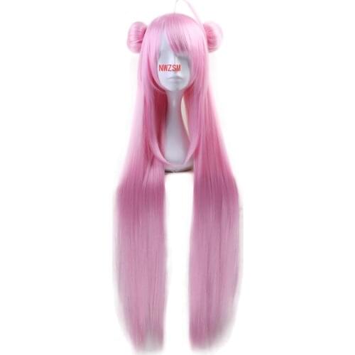 Anime Happy Sugar Life Matsuzaka Satou Pink Long Straight Wig With Bun Cosplay Costume Women Heat Resistant Hair Cosplay Wigs
