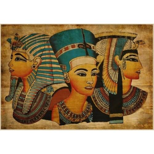 Egypt travel Art kraft Poster Parchment Paper Style Old Antique Poster Prints Retro Egyptian Picture Wall Decor King Tut Queen