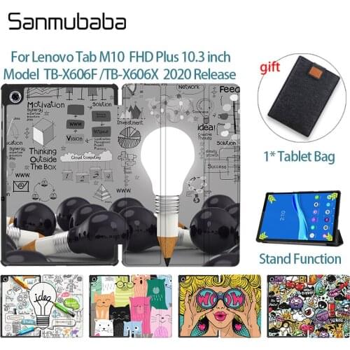 Sanmubaba PU Leather Tablet Case For Lenovo Tab M10 FHD Plus 10.3 inch TB-X606F TB-X606X 2020 Folio Flip Stand Shell Caqa Coque