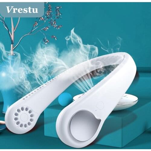 Air Conditioner Neck Fan Cooler Portable Smart 3 Speed Cooling Neckband Fan Summer Rechargeable Ventilator Hanging Neck Cooler