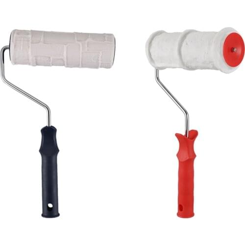 SHGO HOT-2Pcs Paint Roller Brick Pattern Wall Painting Tools Rubber Stamp Texture Pottery Wheel Household Wall Decoration Brush