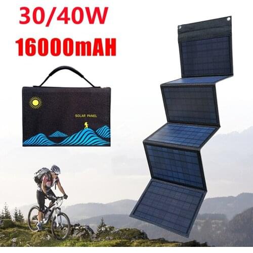 30/40W USB Foldable Solar Panel Panel Folding Bag Dual USB+DC Output Solar Charger Outdoor Waterproof Portable Power Supply Bag