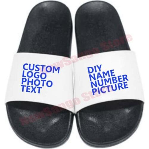 Men slides Custom Photo Picture logo flag Print women Sslides Slippers Sandals Outdoor Non-slip Beach Shoes Platform Flip Flops