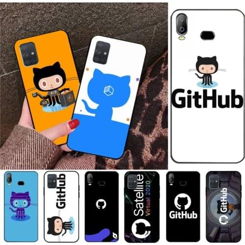 Social Github Programming Cat Luxury Phone Case For Samsung Galaxy A01 A11 A31 A81 A10 A20 A30 A40 A50 A70 A80 A71 A91 A51