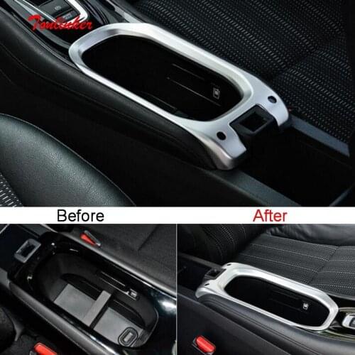 Tonlinker Interior Water cup holder Cover case Sticker for HONDA VEZEL HRV 2014-19 Car styling 1 pcs ABS Styling Cover sticker