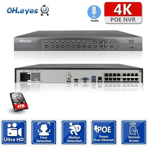 OH.eyes New H.265 Max 4K Output CCTV NVR 16CH 8MP Security Video Recorder H.265 Motion Detect ONVIF P2P CCTV NVR Face Detection