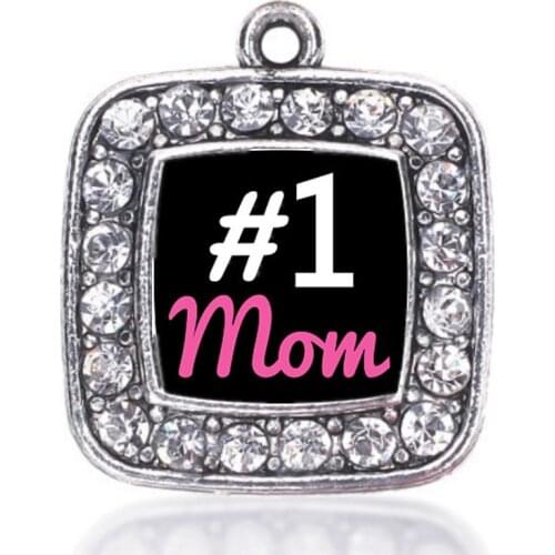All the mommies Show your style #1 MOM SQUARE CHARM antique silver plated jewelry