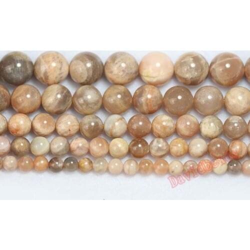 Factory Price Natural Stone Peach Sunstone Round Loose Beads 16" Strand 6 8 10MM Pick Size For Jewelry Making Diy