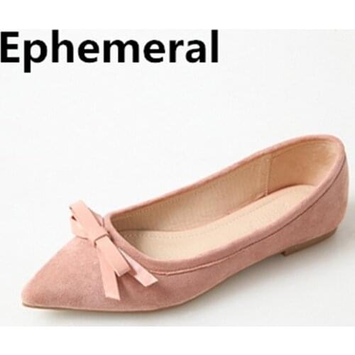 Womens Bowtie Butterfly-knot Ballet Flats Cute Shoes Pointed Toe Loafers Plus Size 17 3 45 Black Grey Pink Fashion Brand 2018