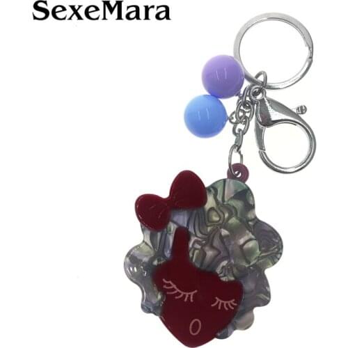 SexeMara Handmade Acrylic Cute Girl Keychain for Women Figure Pendant hot Girl Statement fashion Jewelry Bag key chain