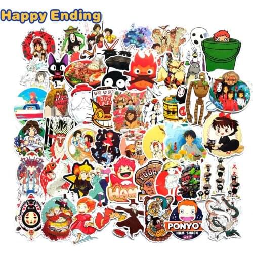100pcs Miyazaki Hayao Mixed anime Stickers Spirited Away My Neighbor Totoro For Refrigerator Laptop Skateboard Album Motorcycle