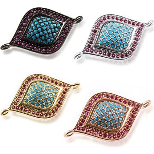 15.7×27.9mm Micro Pave Blue Pink Zircon DIY Handmade Jewelry Connector Female Bracelet Necklace Jewelry Accessories