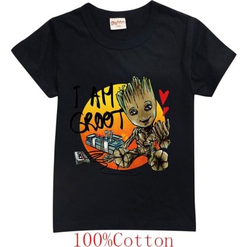 2021 Cute Cartoon Baby Groot Graphic T Shirts Children Short Sleeve Street Casual Birthday T-shirt Clothes Tshirt tops