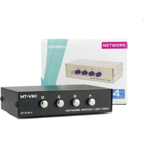 2021 MT-VIKI 4 Port Network Switch LAN CAT Selector Internet Internal External Network Switcher RJ45-4
