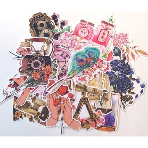 22pcs Vintage flower old object stickers DIY scrapbooking album junk journal happy planner decorative stickers