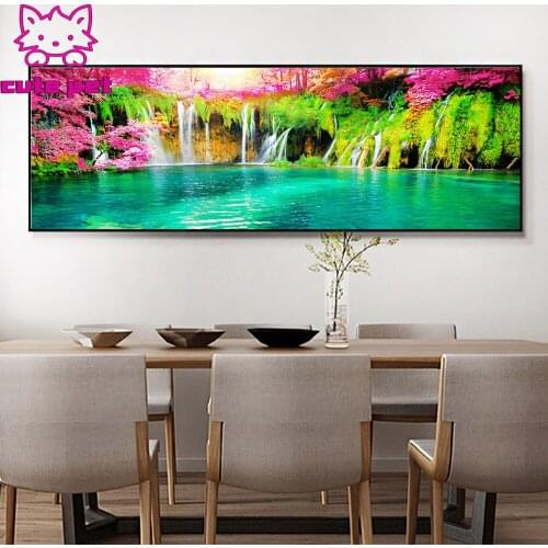 Diy diamond paintings5d large Spring natural landscape lake full diamond embroidery picture of rhinestone mosaic kit large Decor