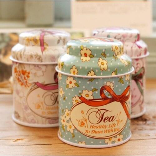 Cylinder Metal tin Vintage flower style design tea tins Mini tea box Tea Tinplate tin cans LX4330