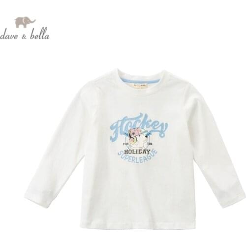 DKY16772 dave bella spring 5Y-13Y kids boys clothes children fashion cartoon letter T-shirt boy high quality fashion tees