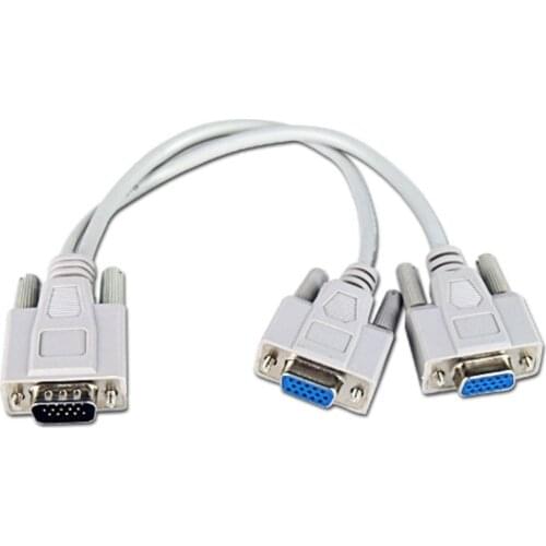 Dual VGA Split Signal Cable Lead Wire To View Monitor SVGA Y 1 To 2 Splitter