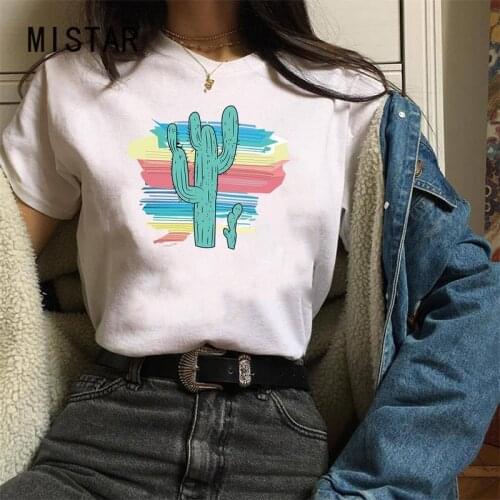 Desert Cactus Graphic Tees Women Print Cartoon Tshirts White Casual Summer Tops Black T-shirts Harajuku Kawaii Tee Shirts