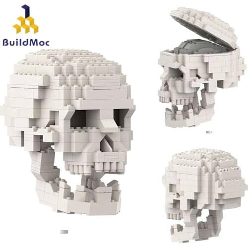 Buildmoc Ideas Sculptures Human Skull with Brain Action Figures Simulation Model Building Blocks Bricks Toys For Children Gifts