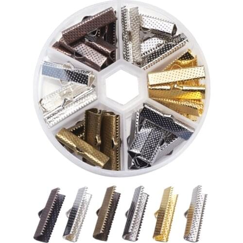 6/10/13/25mm Iron Ribbon Cord Thread Ends Crimp Clasp Clamps Terminator for DIY Necklace Bracelet Making Findings Sale Discount