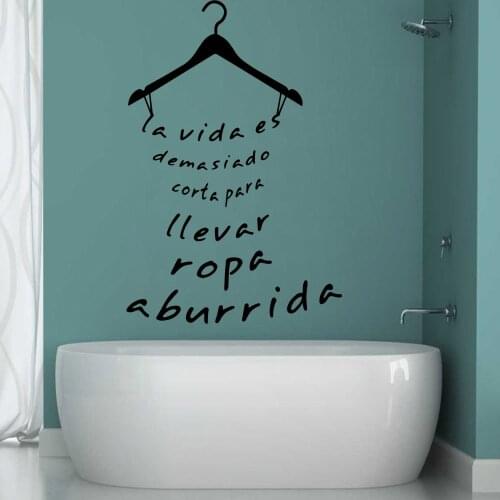 Beauty Hanger Wall Sticker Hot spanish sentences Bathroom Decoration Vinyl Art Fashion Removable Ornament XL42