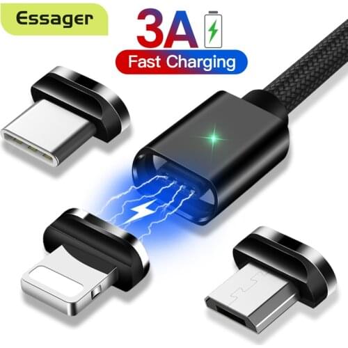 Essager Magnetic Micro USB Cable Cord Magnet Charger USB Type C 3m Phone Cable For iPhone 12 Xiaomi mi Fast Charging Data Wire