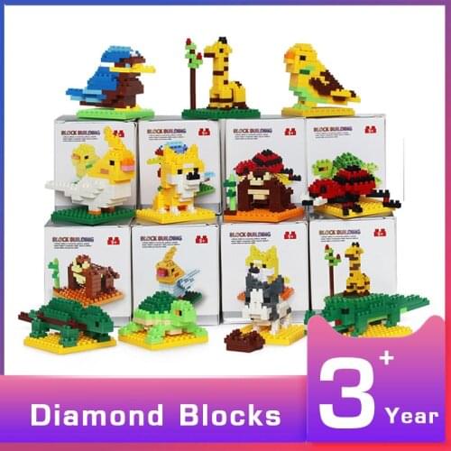 Mini Blocks Animals Plastic Building Model Kits Educational Game Figures Micro Bricks Kids Toys For Children DIY Assembly Domino