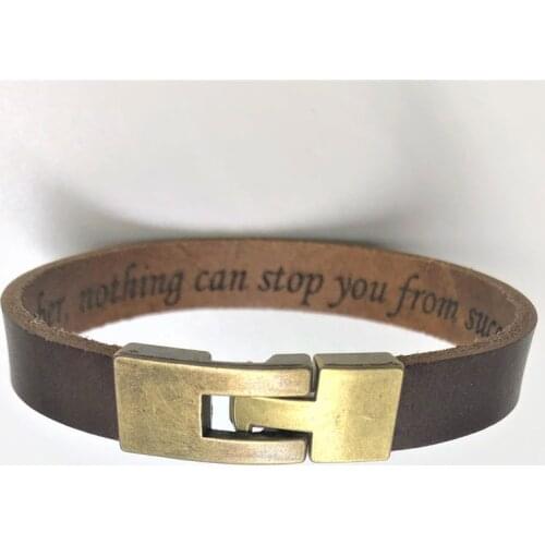 Custom Jewelry PU Leather Male Bracelet Letter Name Blessing Personalized Bracelet Man Dad Father Birthday Gift