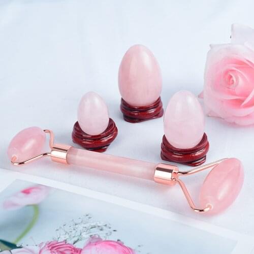 Facial Jade Massager Natural Rose Quartz Yoni Eggs Face Roller Stone Massage for Kegel Exercise Viginal Tightening Ben Wa Ball