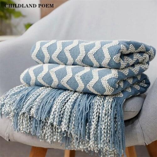 Nordic Knitted Blankets Tassel Thread Sofa Throw Blanket Bedspread Decorative Bed Quilt Thread Blankets Crib Stroller Blankets