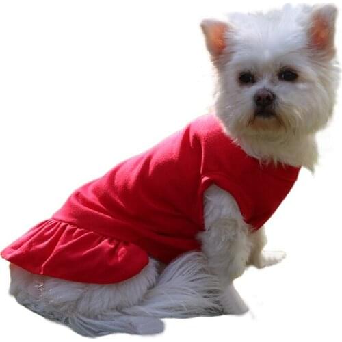Pet Skirt Puppy Mini Hem T-Shirt Dress Solid Color Summer Style Polyester High-Quality Fabrics Fine Workmanship Health and Safe