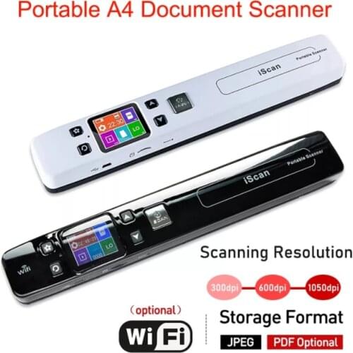 Scanner portati Handheld Document Scanner A4 Book Image Scanner Wifi 1050DPI High Speed With 1.8inch LCD Display JPG PDF Formate